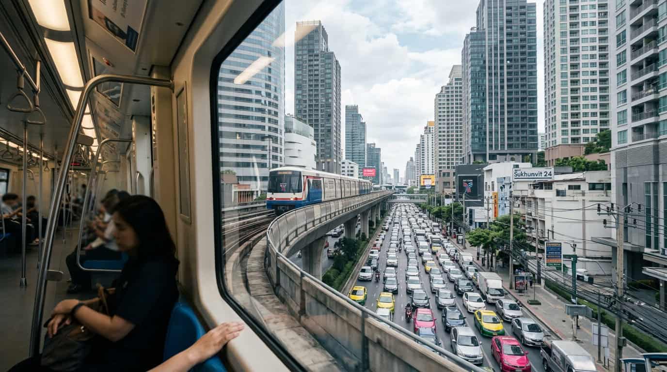 getting around Bangkok BTS Skytrain interior