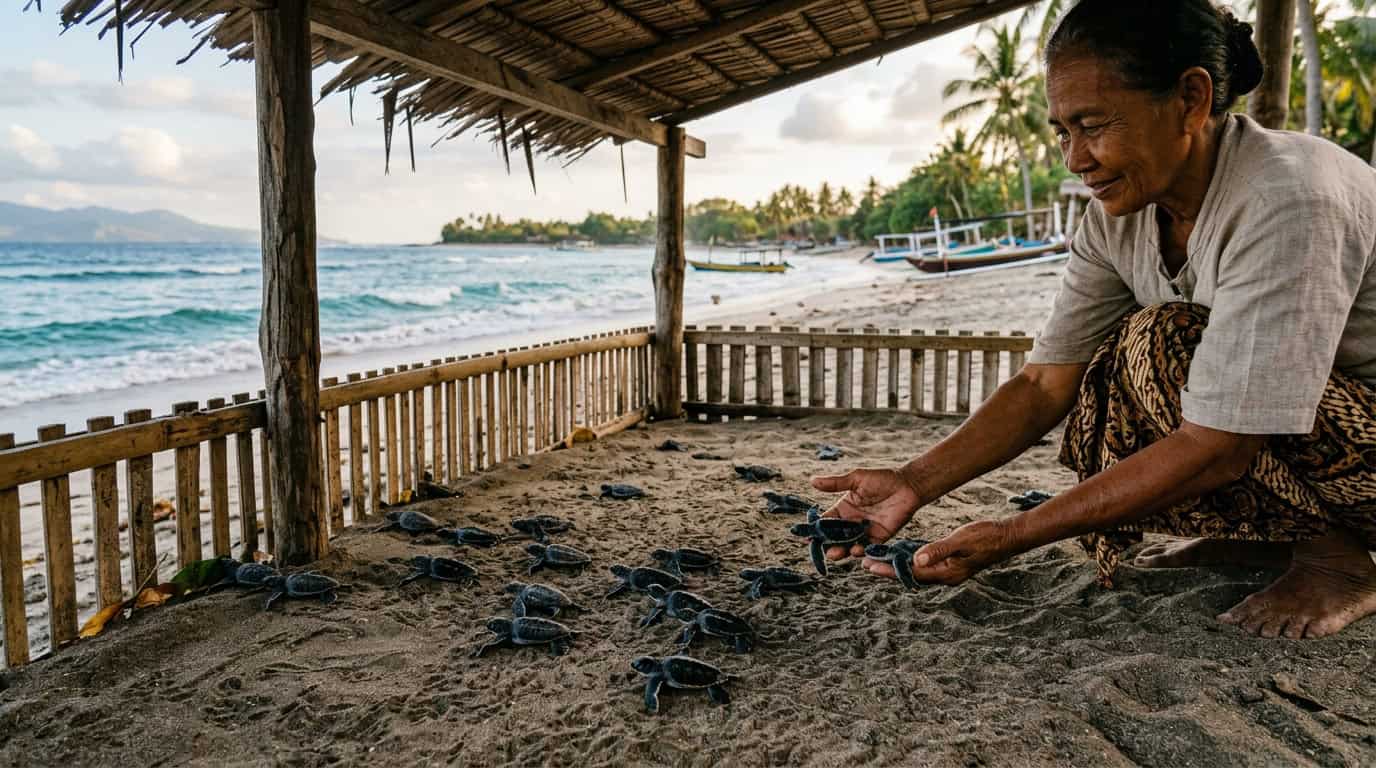 snorkeling with turtles in Gili Meno sea turtle sanctuary hatchlings